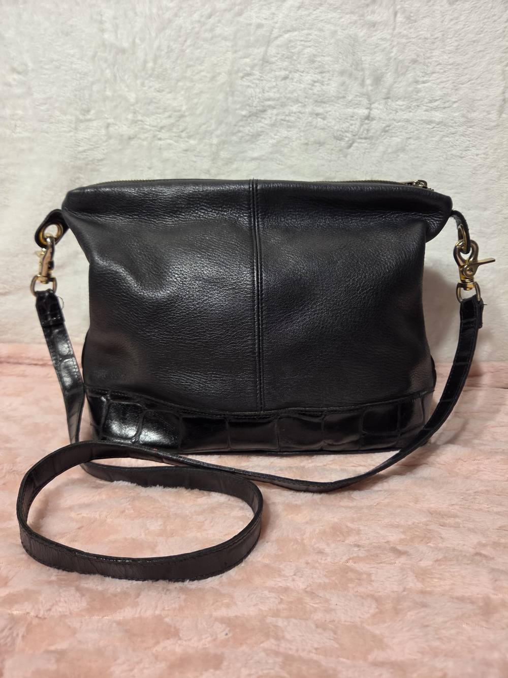 Classic Black Leather Crossbody Bag